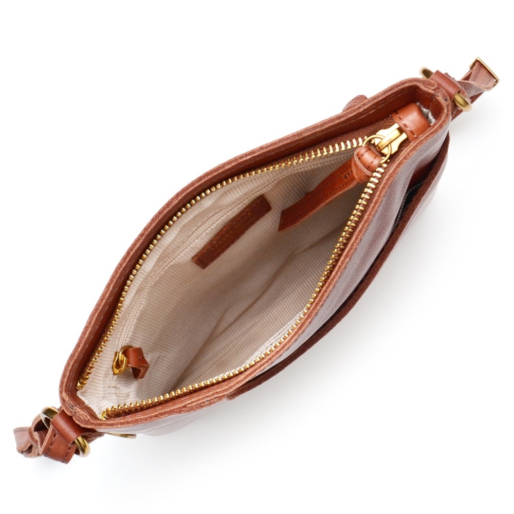Margot New York Split Pocket Leather Crossbody In Brandy - Picture 3 of 4